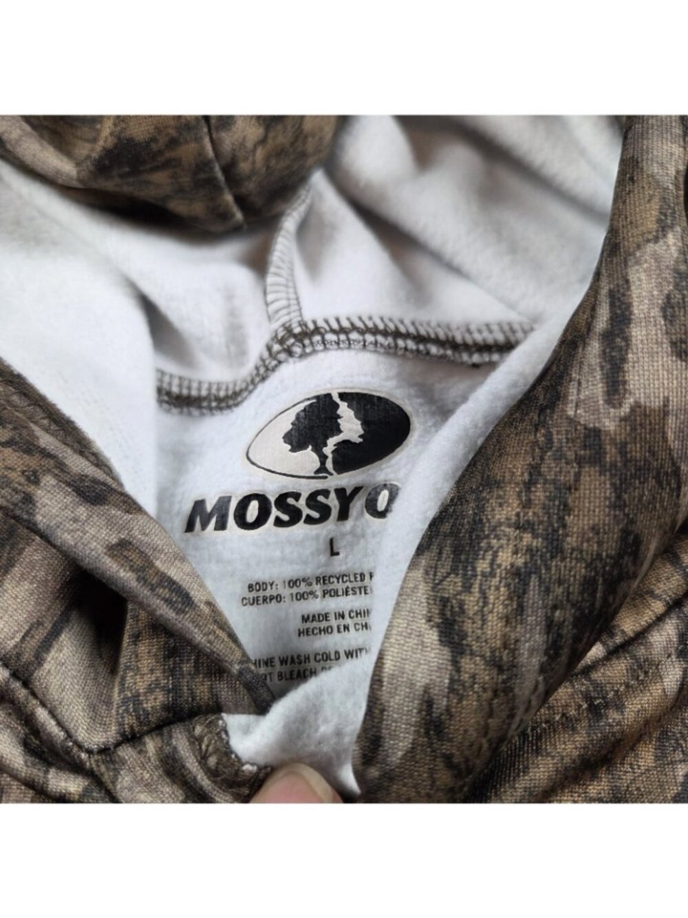 Mossy Oak Camo Hoodie Men’s Large Camo Bottomland Outdoors Zip Pockets - Picture 2 of 7